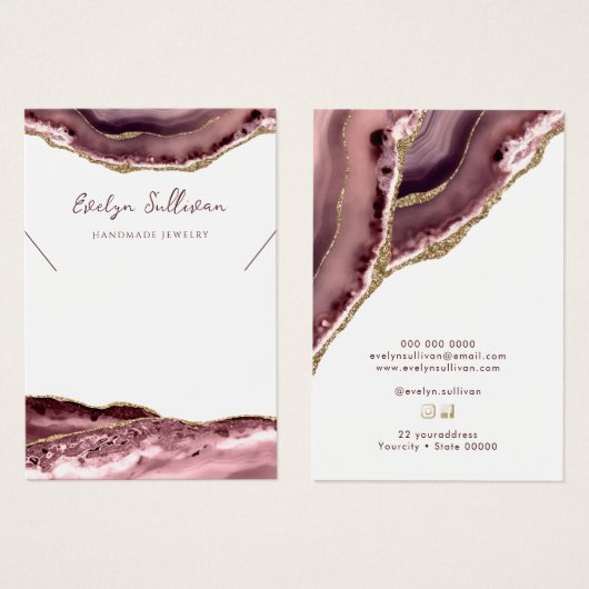 Carte d'affichage du collier d'agate Mauve (Devant & derrière)