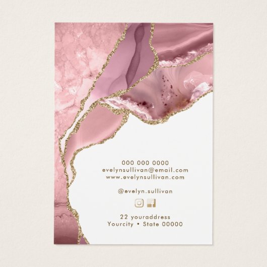 Carte d'affichage du collier d'agate rose (Dos)