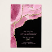 Carte d'affichage du collier d'agate rose chaud (Dos)