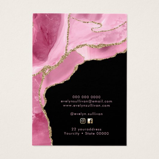 Carte d'affichage du collier d'agate rose chaud (Dos)