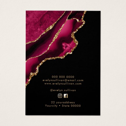 Carte d'affichage du collier d'agate rouge et or C (Dos)