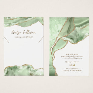 carte d'affichage du collier d'agate vert jade