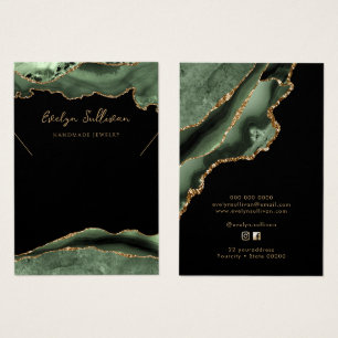 carte d'affichage du collier d'agate vert sauge