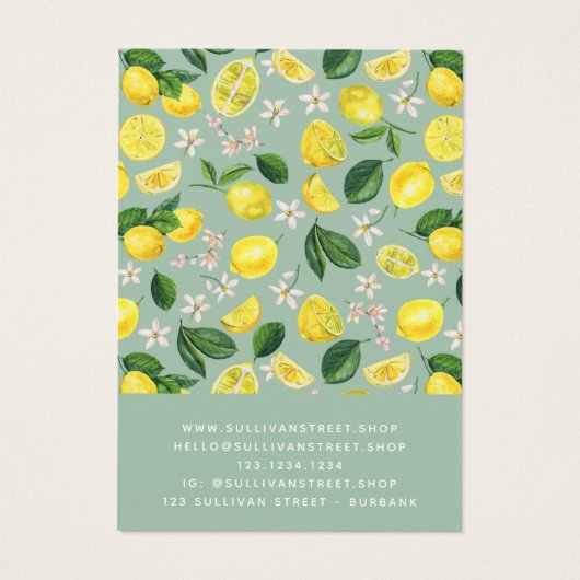 Carte d'affichage du collier de citron (Dos)