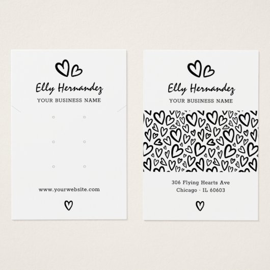 Carte d'affichage du collier de coeurs de script (Devant & derrière)