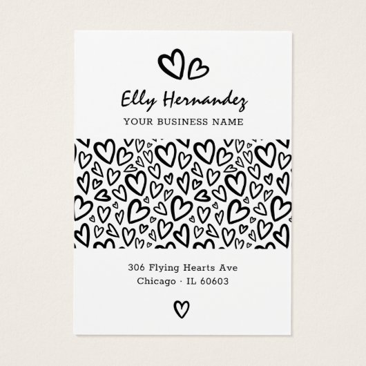 Carte d'affichage du collier de coeurs de script (Dos)