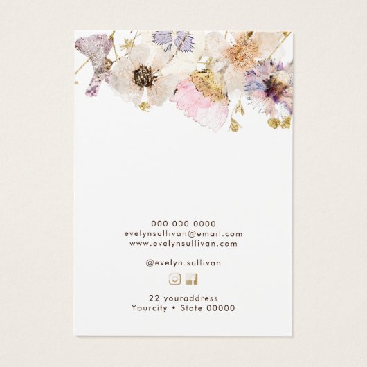 Carte d'affichage du collier de fleurs séchées (Dos)