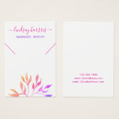 Carte d'affichage du collier de liège rose (Devant & derrière)