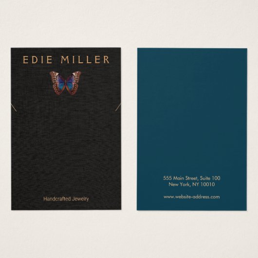 Carte d'affichage du collier de papillon Boho (Devant & derrière)