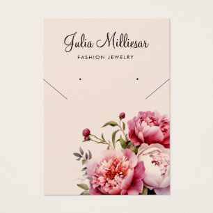 Carte d'affichage du collier de pivoine rose moder