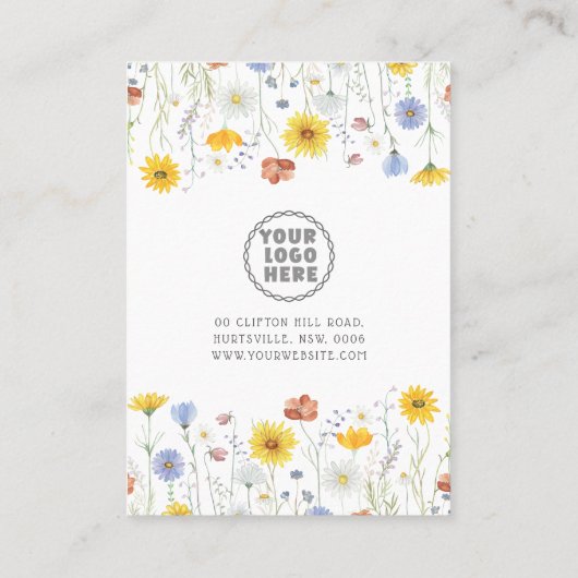 Carte d'affichage du collier Fleur sauvage rustiqu (Dos)