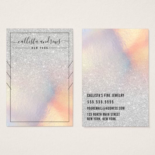 Carte d'affichage du collier Iridescente Parties s (Devant & derrière)