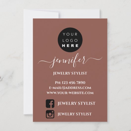 Carte d'affichage du collier Logo de bijoux Brown (Dos)