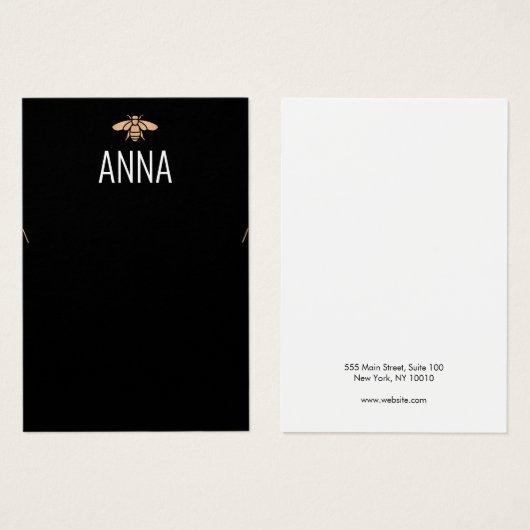 Carte d'affichage du collier noir d'abeille dorée  (Devant & derrière)