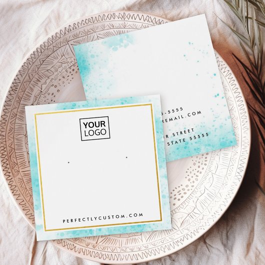 Carte d'affichage du logo de bordure en aquarelle 