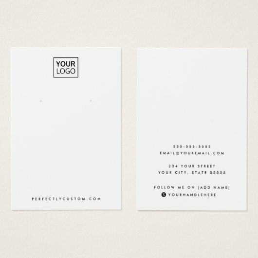 Carte d'affichage du logo d'oreille en blanc clair (Devant & derrière)