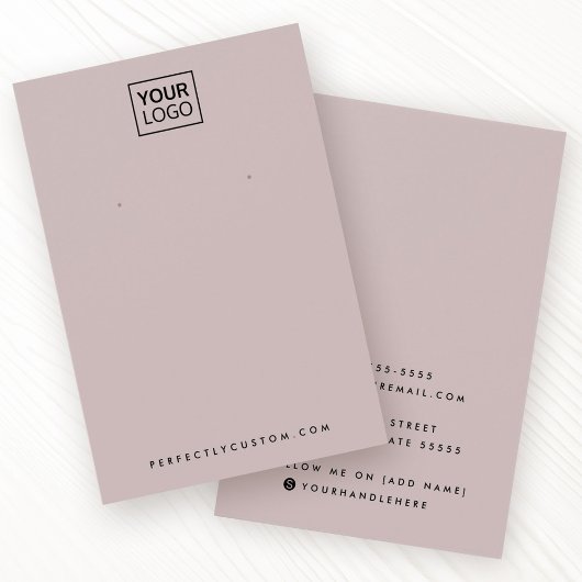 Carte d'affichage du logo taupe rose léger