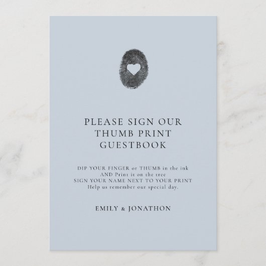 Carte d'affichage Dusty Blue Thumbprint (Devant)