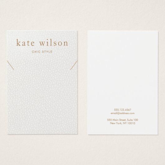 Carte d'affichage en cuir blanc (image) (Devant & derrière)