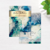 Carte d'affichage en feuille d'aquarelle turquoise (Bureau)