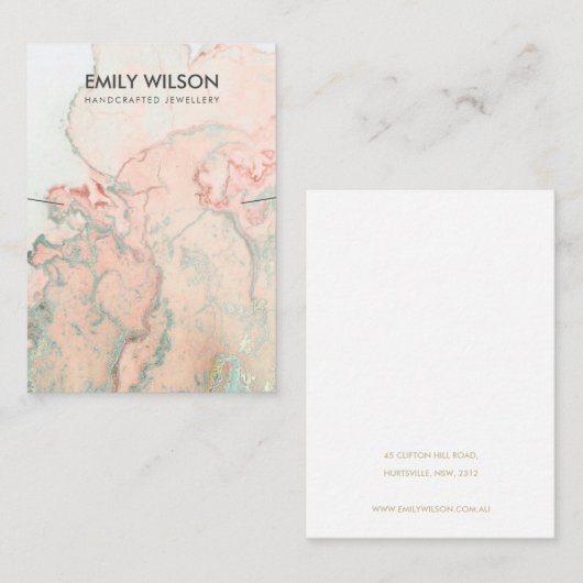 CARTE D'AFFICHAGE EN MARBRE VERT PEACH (Devant / Derrière)