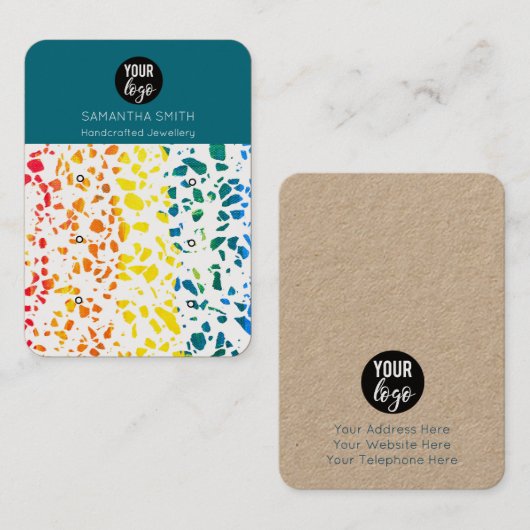 Carte d'affichage en mosaïque de Terrazzo Colorful (Devant / Derrière)