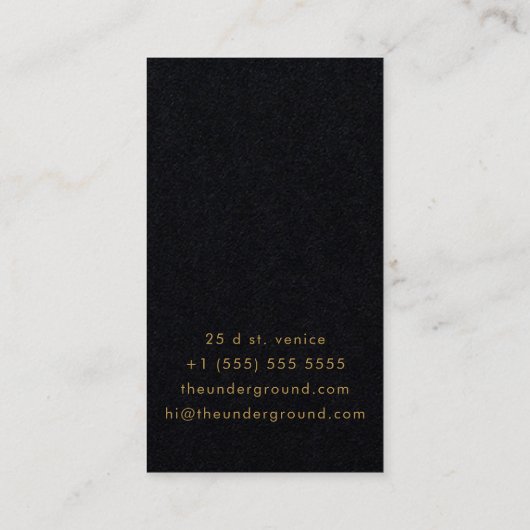 Carte d'affichage en noir et laiton (Dos)