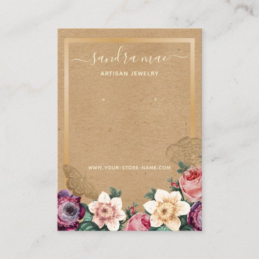 Carte d'affichage en papier fleuri Kraft (Devant)