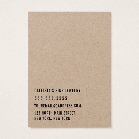 Carte d'affichage en papier Kraft Cursive à oreill (Dos)