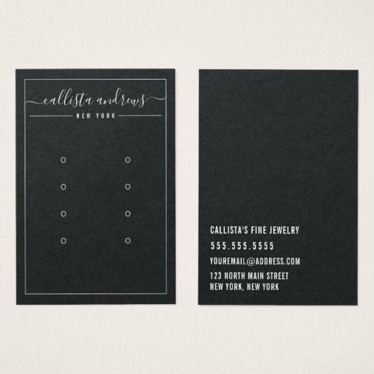 Carte d'affichage en papier noir Cursive multiple  (Devant & derrière)