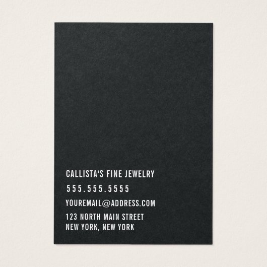 Carte d'affichage en papier noir Cursive multiple  (Dos)