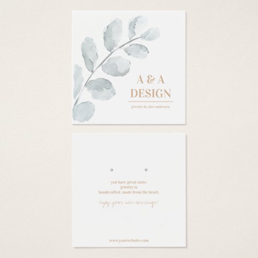 Carte d'affichage Feuilles d'aquarelle pour bijoux (Devant & derrière)