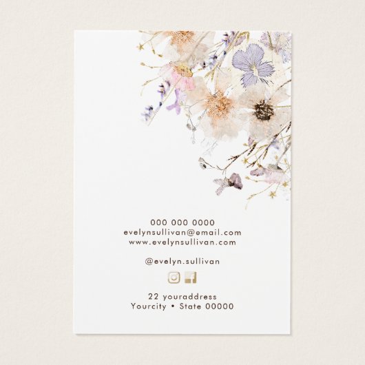 Carte d'affichage fleur sauvage séchée (Dos)