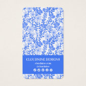 Carte d'affichage Floral Bleu Blanc Boucles de Bij (Dos)