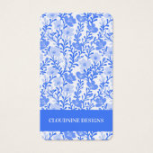 Carte d'affichage Floral Bleu Blanc Boucles de Bij (Devant)