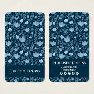 Carte d'affichage Floral Blue Turquoise à oreille 