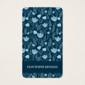 Carte d'affichage Floral Blue Turquoise à oreille (Devant)