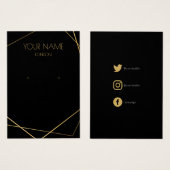 Carte d'affichage géométrique or avec icônes socia (Devant & derrière)