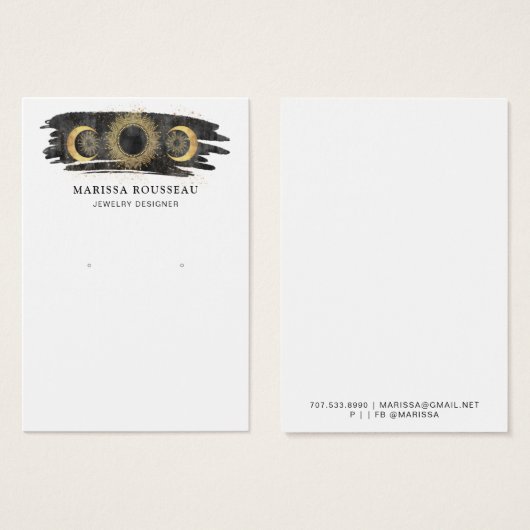 Carte d'affichage Gold Black Sun Moon Star (Devant & derrière)