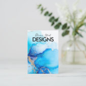 Carte d'affichage Gold Blue Watercolor (Debout devant)