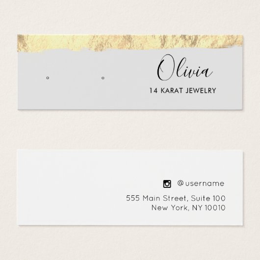 Carte d'affichage Gold Grey Stud oreille (Devant & derrière)