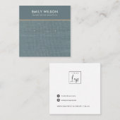 CARTE D'AFFICHAGE GRAY BLUE BURLAP LINEN STUD EARR (Devant / Derrière)