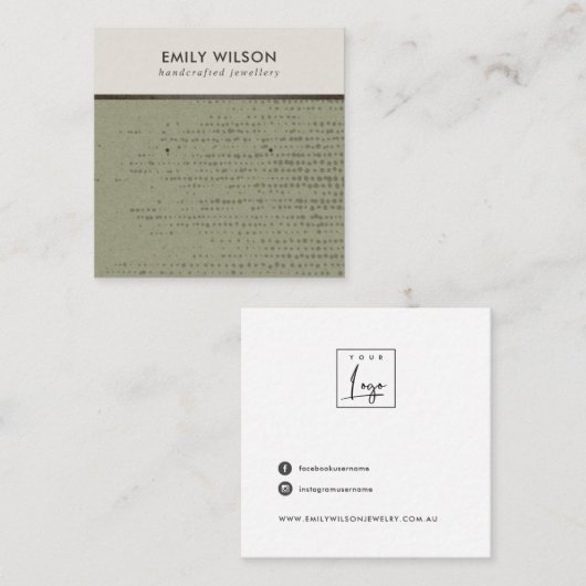 CARTE D'AFFICHAGE GREEN KRAFT WHITE DOTS STUD EARR (Devant / Derrière)