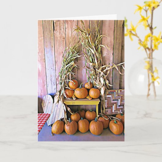 Carte d'affichage Halloween Fall Citrouilles et Co (Fleur jaune)