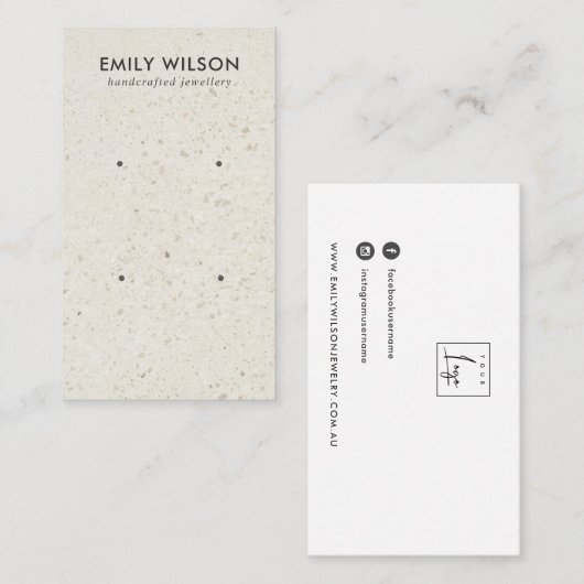 CARTE D'AFFICHAGE HORS BLANC TERRAZZO 2 STUD EARRI (Devant / Derrière)