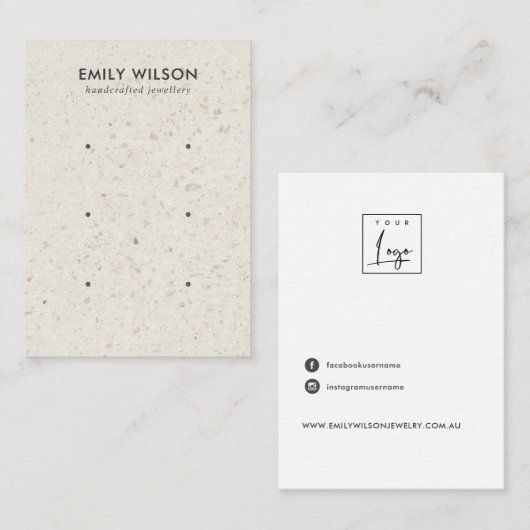 CARTE D'AFFICHAGE HORS BLANC TERRAZZO 3 STUD EARRI (Devant / Derrière)