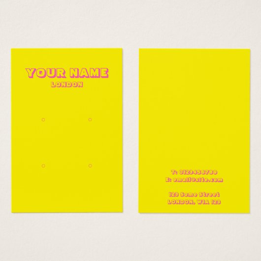 Carte d'affichage jaune et rose néon clair (Devant & derrière)