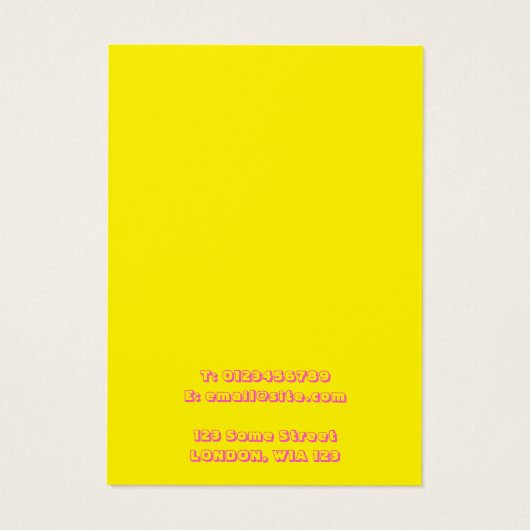Carte d'affichage jaune et rose néon clair (Dos)