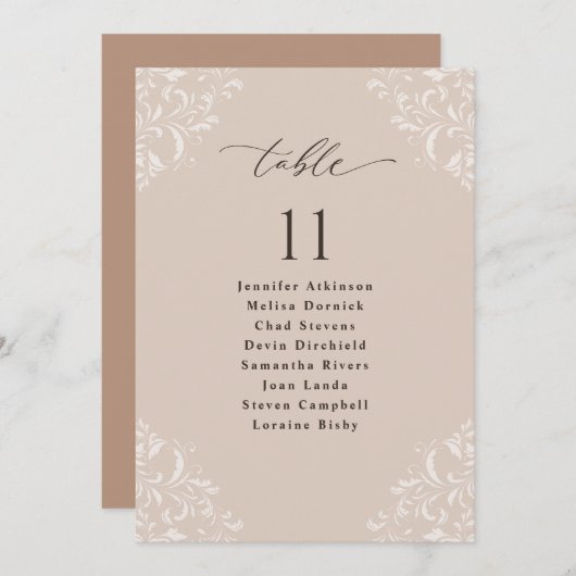 Carte d'affichage Mariage élégant Champagne (Devant / Derrière)