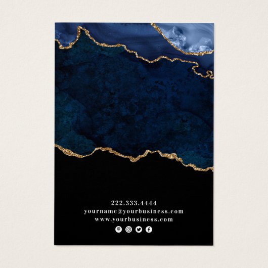 Carte d'affichage Marine & Gold Agate Geode (Dos)